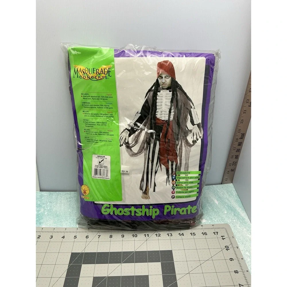 New GHOST Ship PIRATE BOYS COSTUME Shipwrecked Large‎ 8-10 Child Zombie
